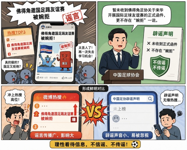 造谣零成本？足协辟谣佛得角友谊赛遭流量反噬
