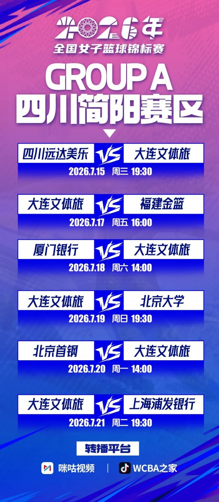 厦门银行女篮落位A组:2026全国女篮锦标赛赛程公布 厦门银行女篮落位A组:2026全国女篮锦标赛赛程公布